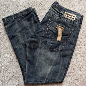 96 North Slim Straight Jeans Mens 38x32 Dark Wash Studded Y2K Grunge Streetwear